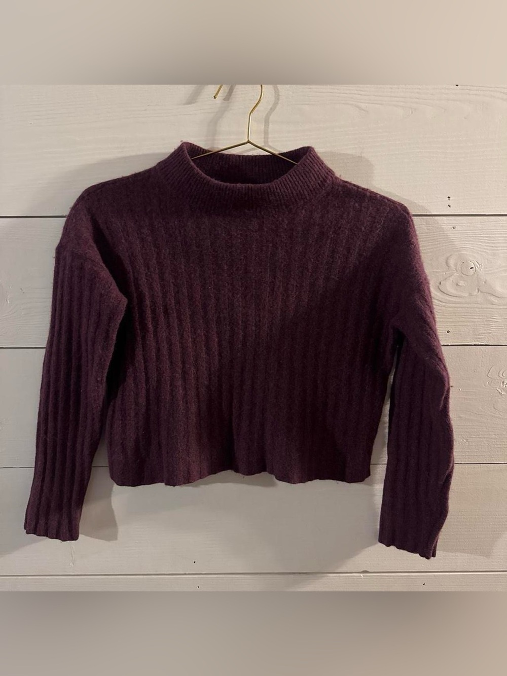 Madewell Women's Plum Ribbed Turtleneck Sweater